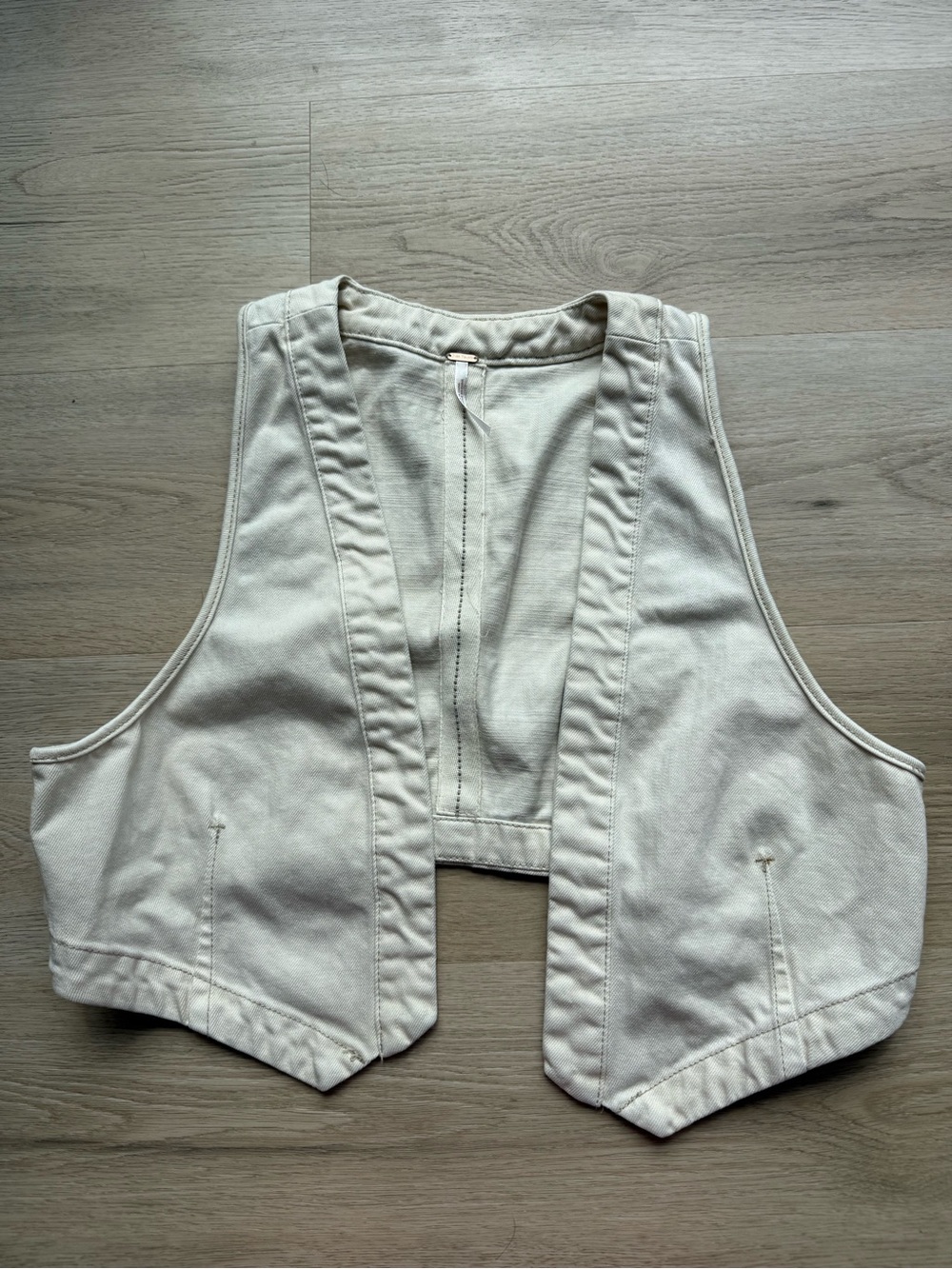 Free People Cream Cropped Vest — Open Front Layering Piece